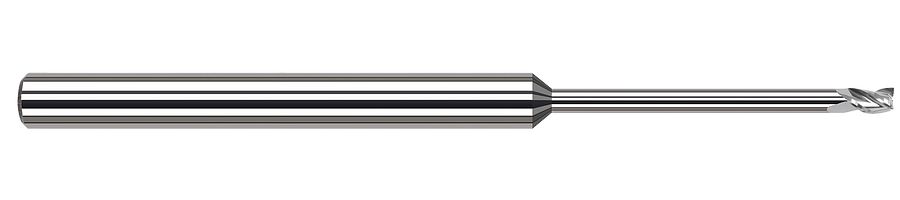 Picture of Harvey Tool 839362 Dia 0.062 LOC 0.0930 OAL2.50 End Mill Standard Flute Standard Helix Carbide Uncoated Single End Square Sharp